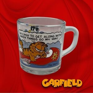 Garfield Clear Glass Mug with Cartoon Design "I'm easy to get along with when.."